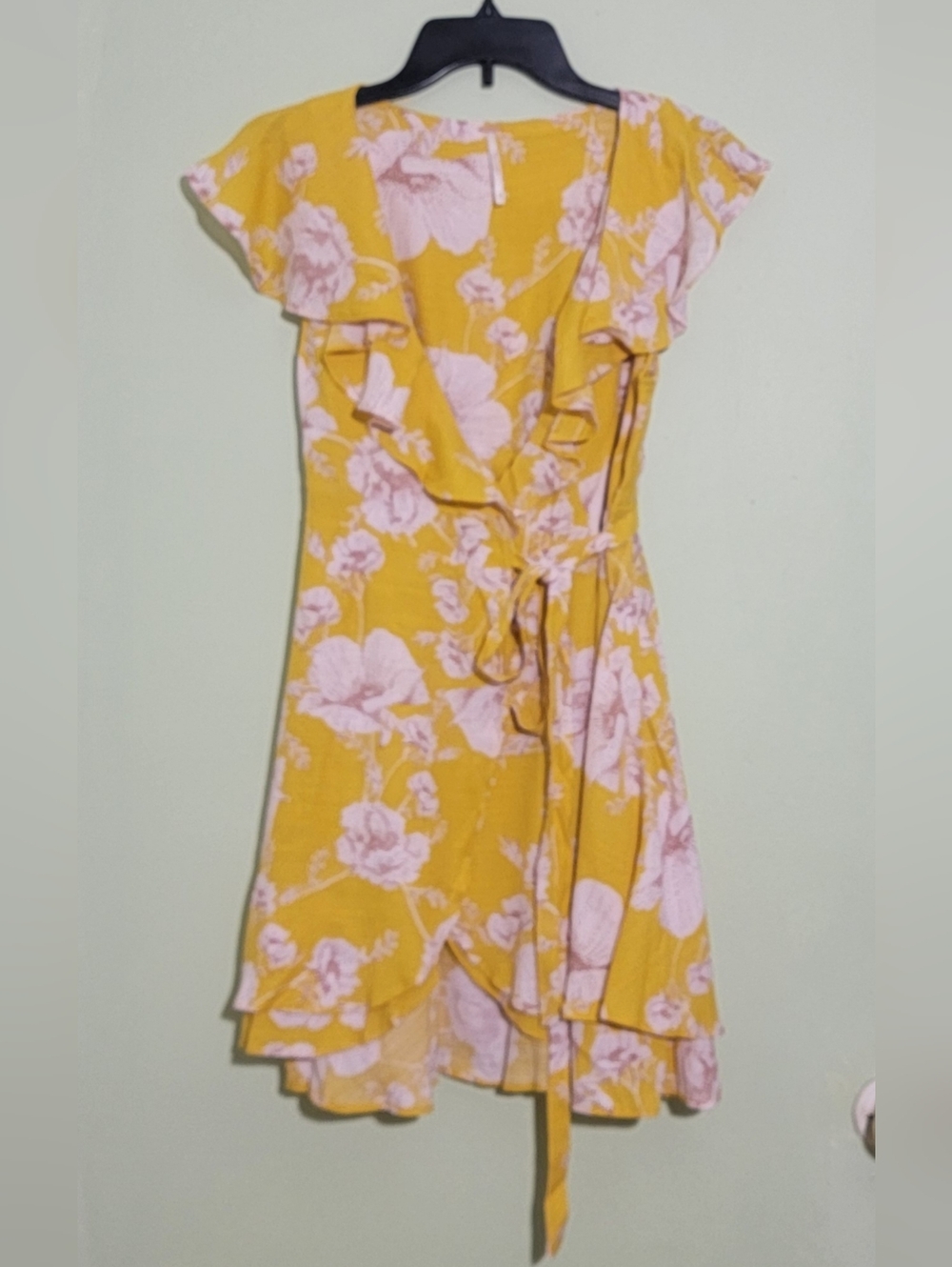 Free People French Quarter Yellow Floral Print Wrap Dress size XS